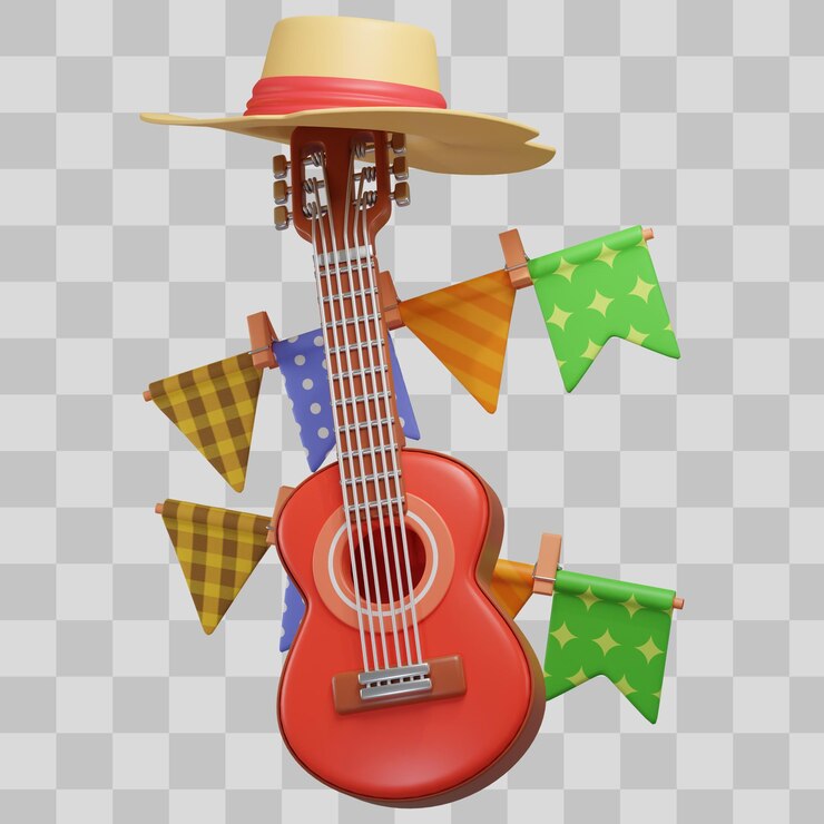 PSD Gratis festa junina guitar and pennants