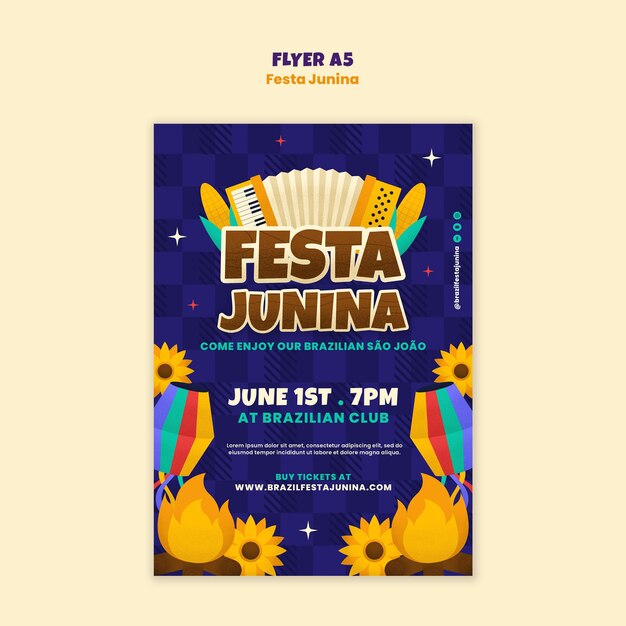 Gratis PSD festa junina viering poster sjabloon