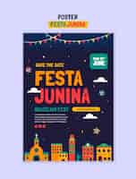 Gratis PSD festa junina viering poster sjabloon