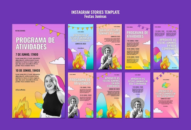 PSD gratuito festas juninas celebración historias de instagram