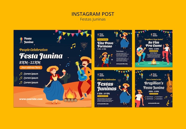 PSD gratuito festas juninas celebración publicaciones de instagram