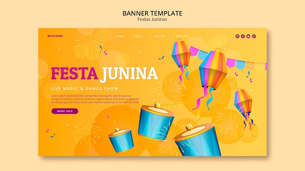 Gratis PSD festas juninas viering bestemmingspagina sjabloon