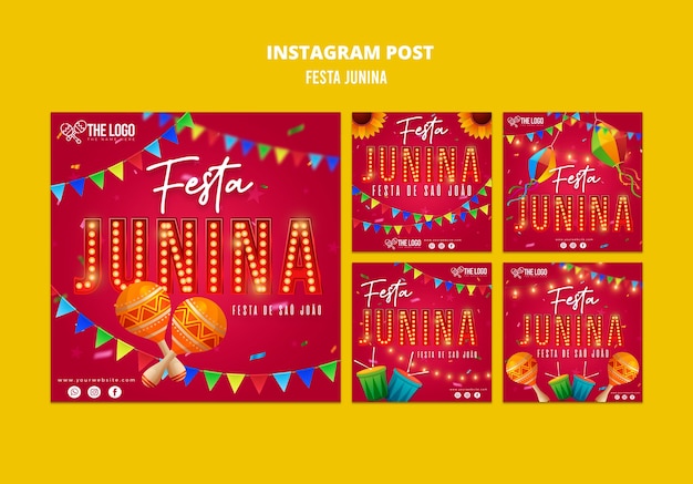 Gratis PSD festas juninas viering instagram-berichten