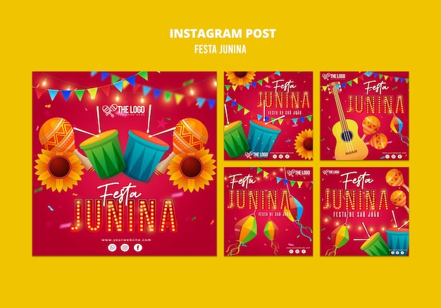 Gratis PSD festas juninas viering instagram-berichten