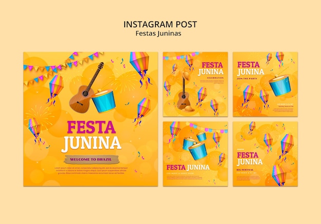 Gratis PSD festas juninas viering instagram-berichten