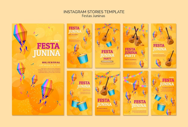 Gratis PSD festas juninas viering instagramverhalen