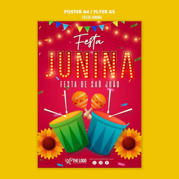 Festas juninas viering poster sjabloon