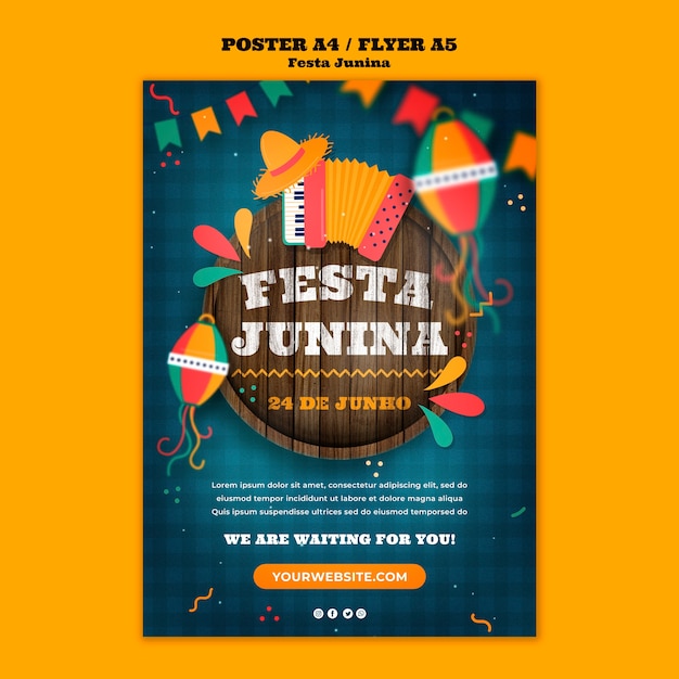 Gratis PSD festas juninas viering poster sjabloon