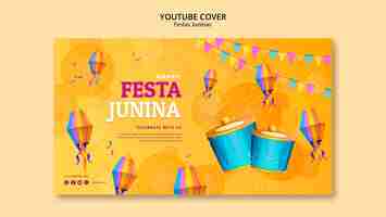 Gratis PSD festas juninas viering youtube voorbladsjabloon