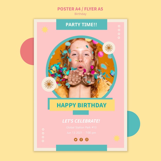 Festeggia il modello di volantino di compleanno