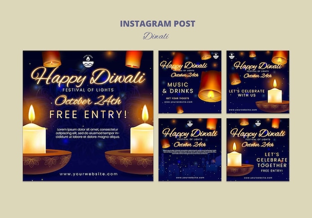 Gratis PSD festival of lights viering instagram-berichten