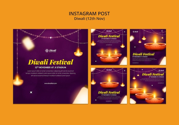 Gratis PSD festival of lights viering instagram-berichten