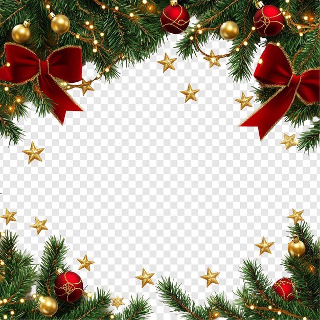 Festivo borde navideño con adornos y luces