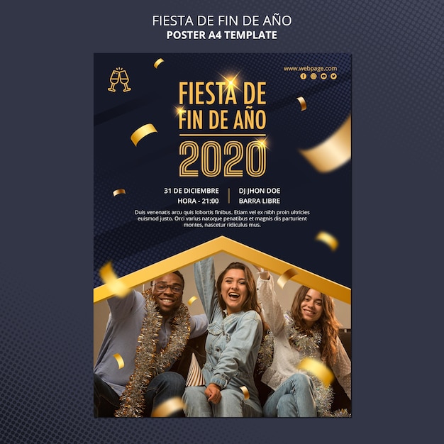 Gratis PSD fiesta de fin de ano poster sjabloon