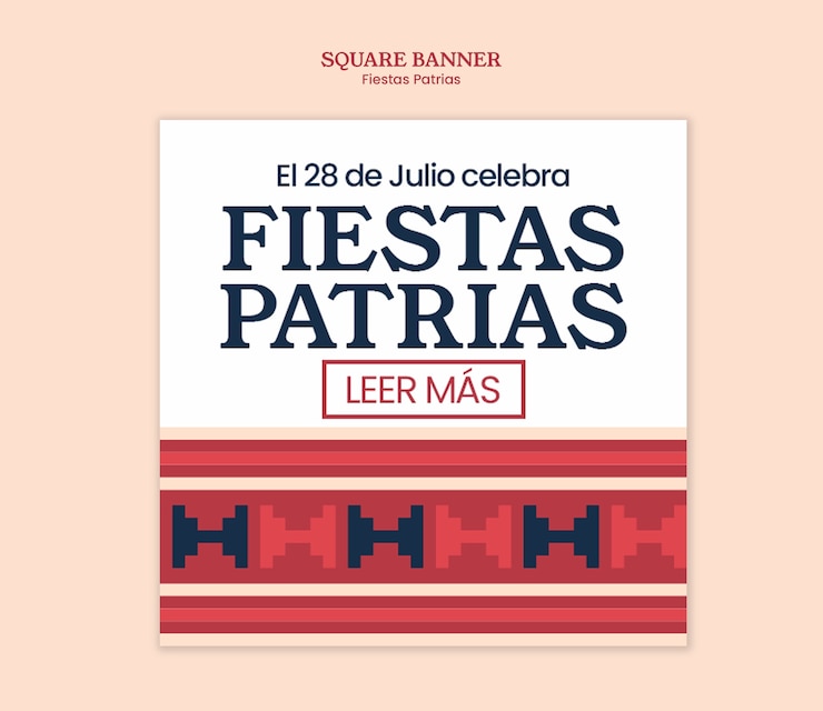 PSD gratuito fiestas patrias banner for peruvian independence day