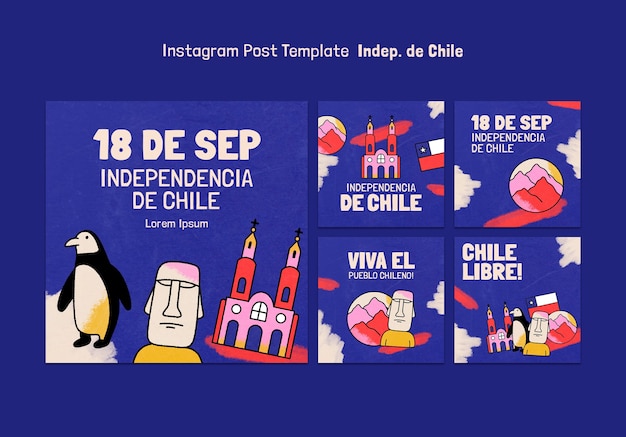 PSD gratuito fiestas patrias chile instagram posts