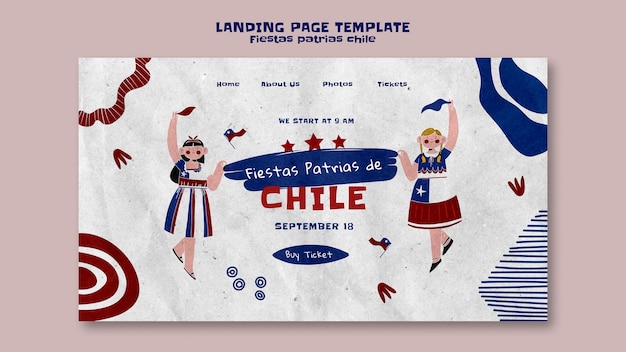 Gratis PSD fiestas patrias chili sjabloonontwerp