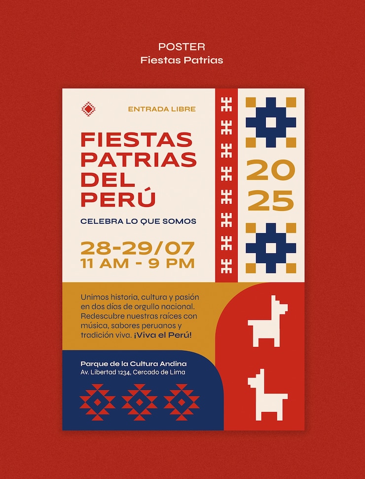 PSD Gratis fiestas patrias del perú celebration poster template