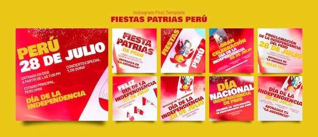 PSD gratuito fiestas patrias peru celebración instagram publicaciones