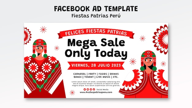 Gratis PSD fiestas patrias peru facebook uitnodiging