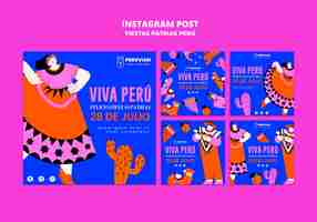 Gratis PSD fiestas patrias peru viering instagram-berichten