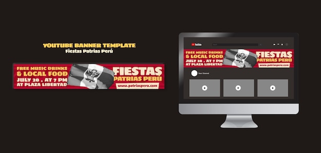 Gratis PSD fiestas patrias peru viering youtube-banner