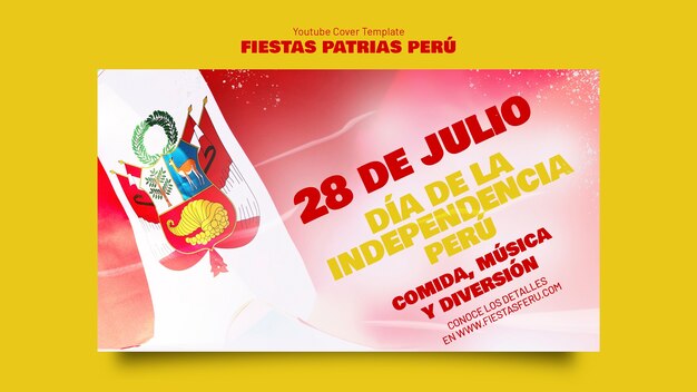 Gratis PSD fiestas patrias peru viering youtube-cover