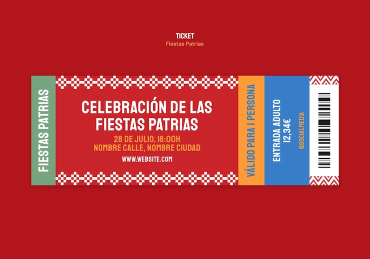 PSD gratuito fiestas patrias ticket for celebration