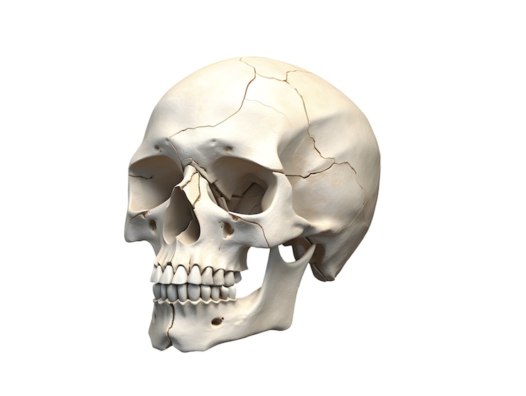 PSD gratuito figura del cranio isolata