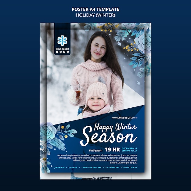 Gratis PSD fijne wintervakantieposter