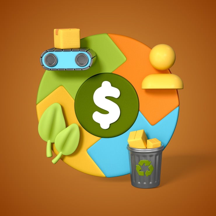 PSD gratuito financial cycle with recycling and business process