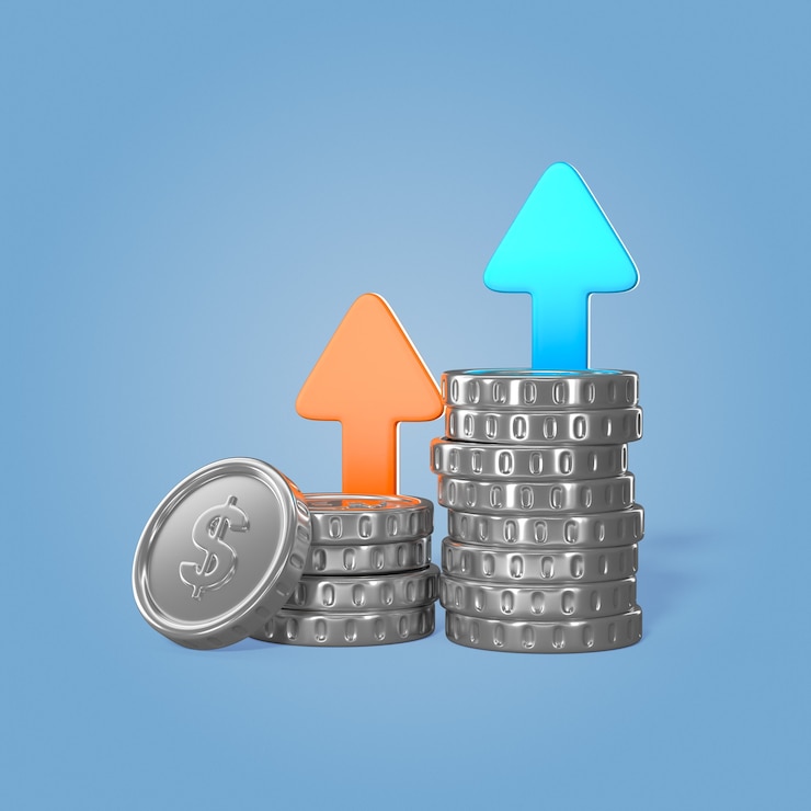 PSD gratuito financial growth with coins and arrows