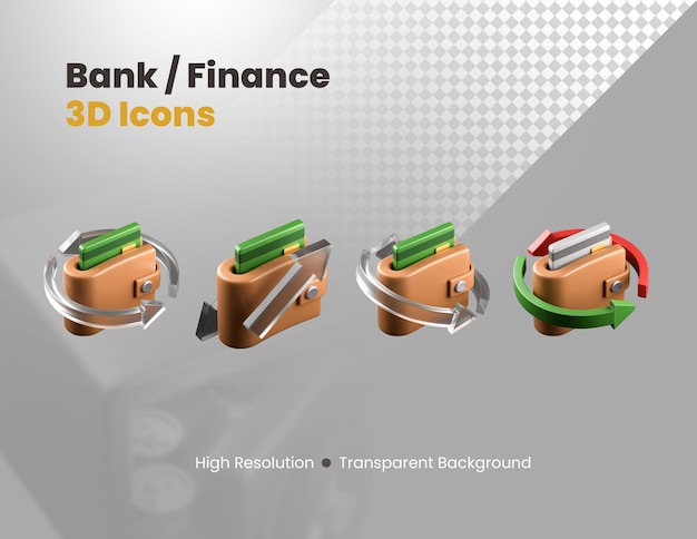 Gratis PSD financiën 3d iconen set