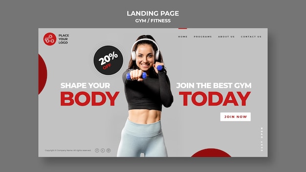 Gratis PSD fitness concept bestemmingspagina sjabloon