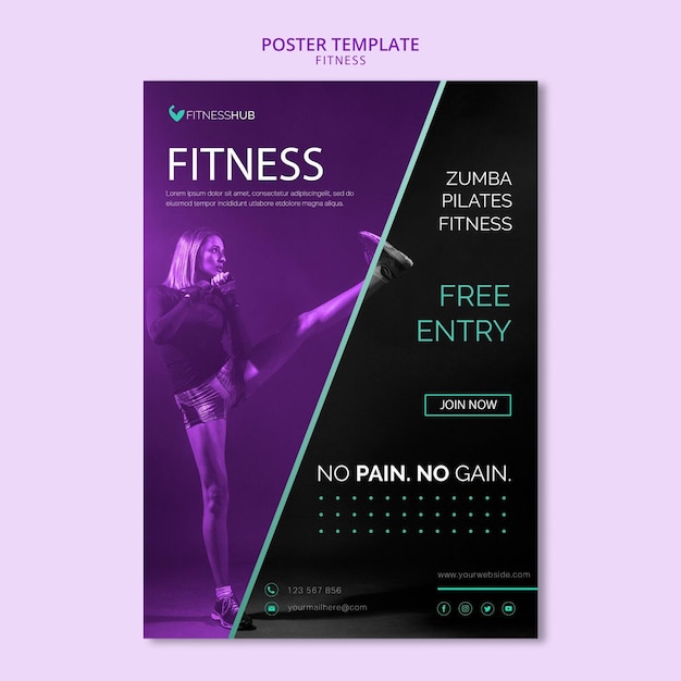 Gratis PSD fitness concept poster sjabloon