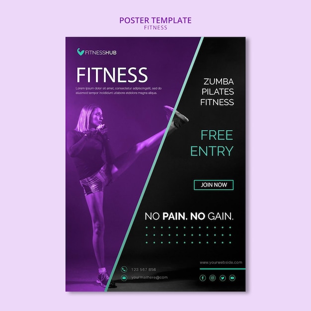 Fitness concept poster sjabloon