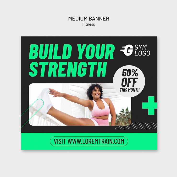 PSD gratuito fitness medium banner template