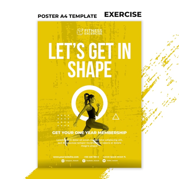 Gratis PSD fitness oefening poster sjabloon