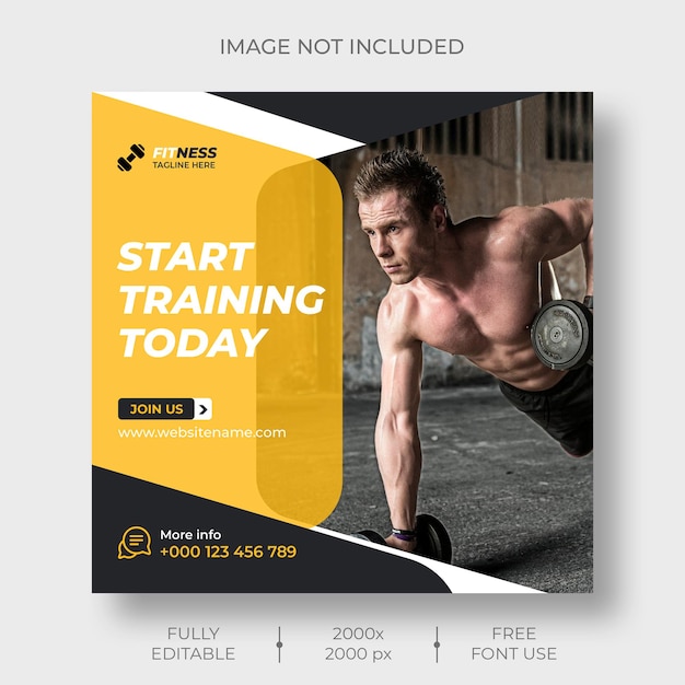 fitness sociale media en instagram postsjabloon