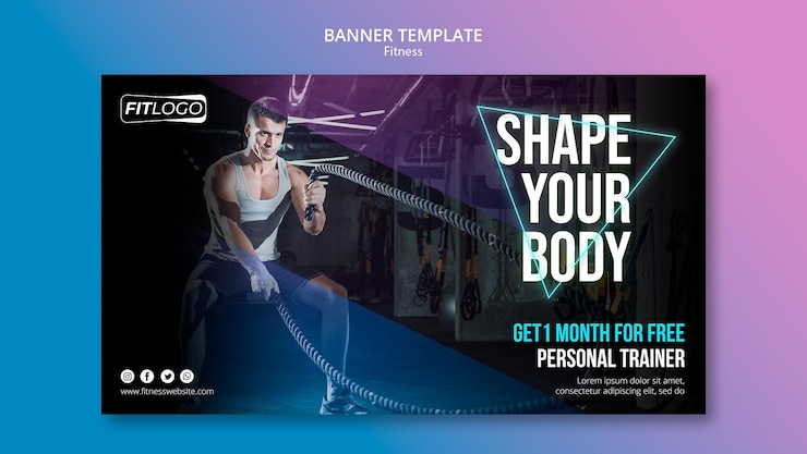 Gratis PSD fitness trainer sjabloon banner