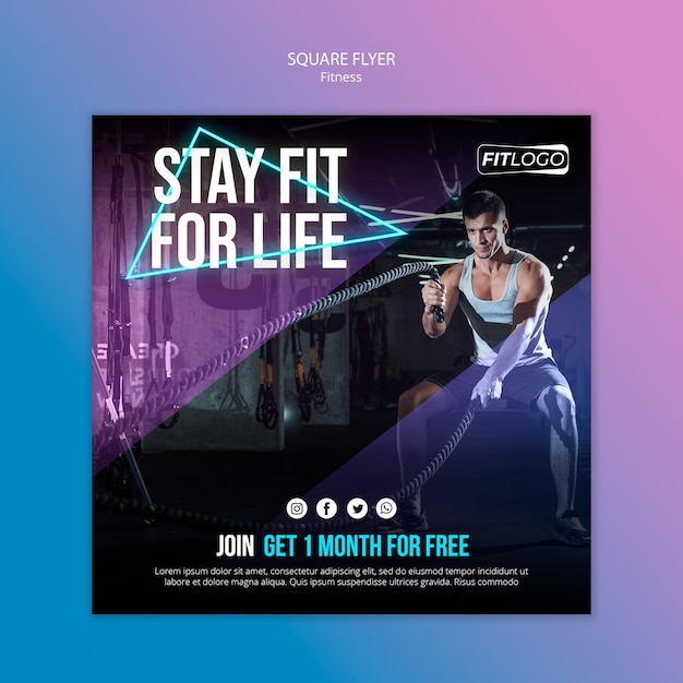 Fitness trainer sjabloon vierkante flyer