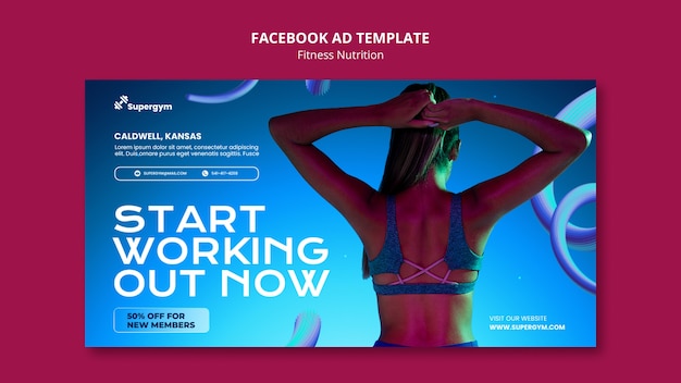 Gratis PSD fitness voeding facebook-sjabloon
