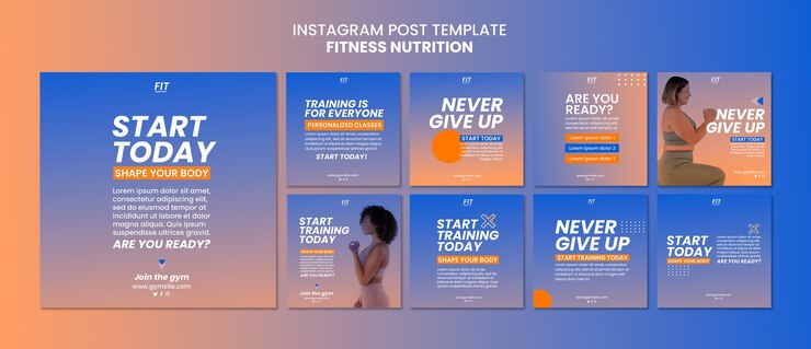 Gratis PSD fitness voeding instagram berichten sjabloon