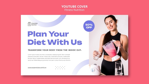 Fitness voeding youtube voorbladsjabloon