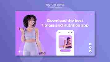 Gratis PSD fitness voeding youtube voorbladsjabloon