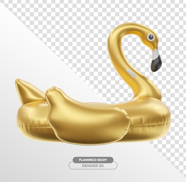 Flamingo dorado inflable 3D con fondo transparente