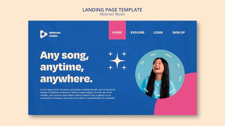 PSD Gratis flat design abstract music template
