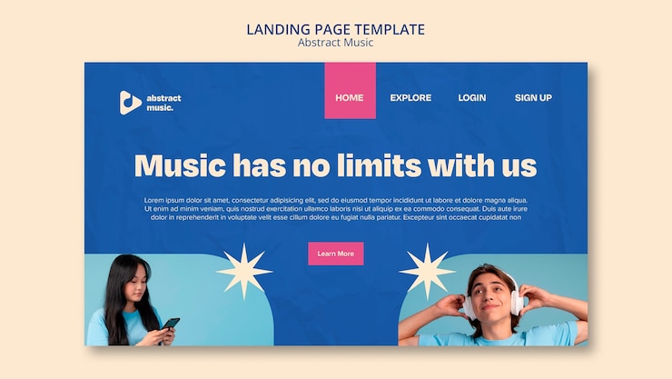 PSD Gratis flat design abstract music template