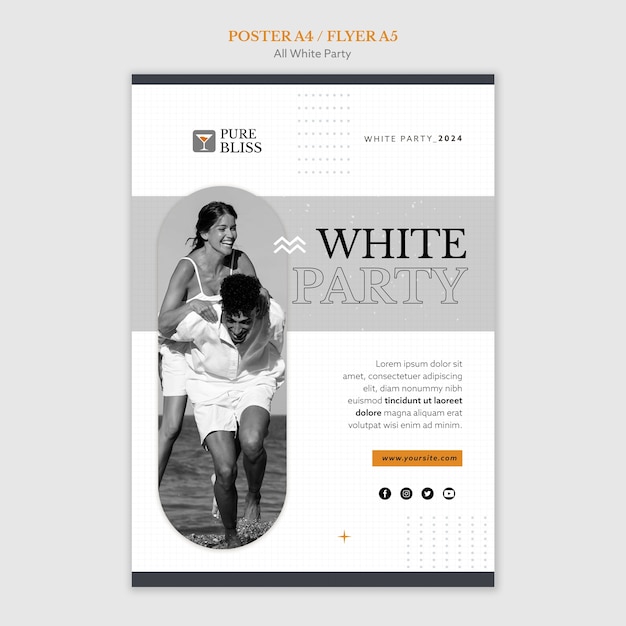 Gratis PSD flat design all-white partij poster sjabloon