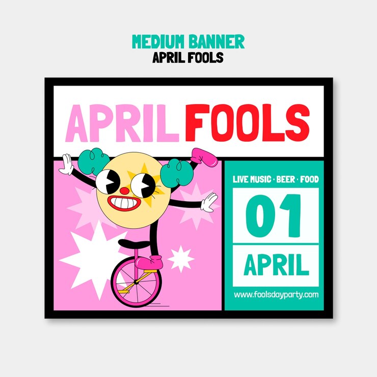 PSD Gratis flat design april fools celebration  medium banner